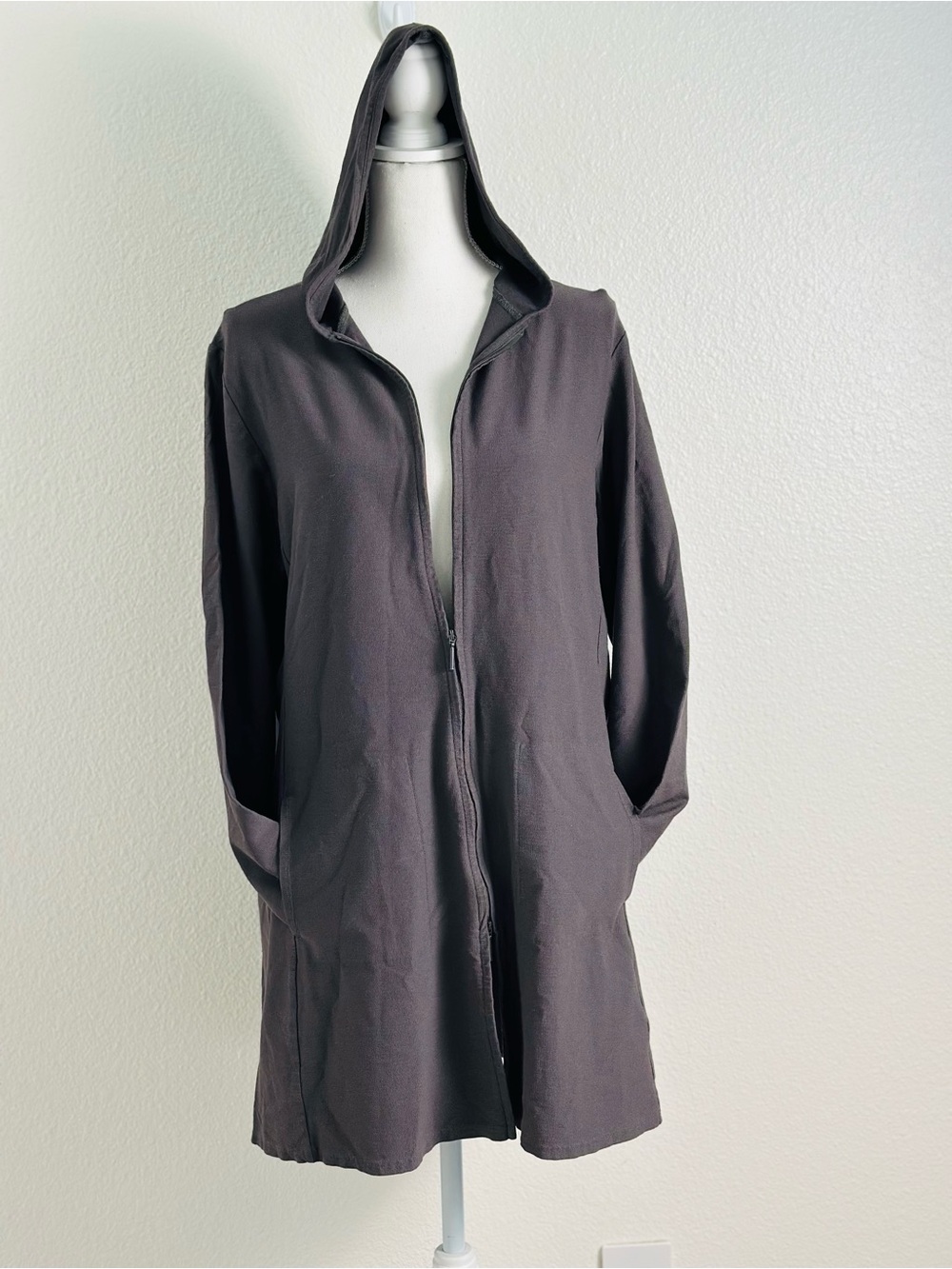 Eileen Fisher Full Zip Hooded Lightweight Ling Cardigan Size Large - Picture 3 of 8